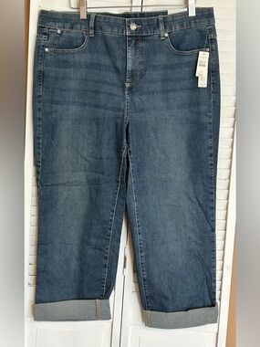 Talbots Size 14 NWT Simply Flattering 5-pocket crop blue jeans cropped ankle